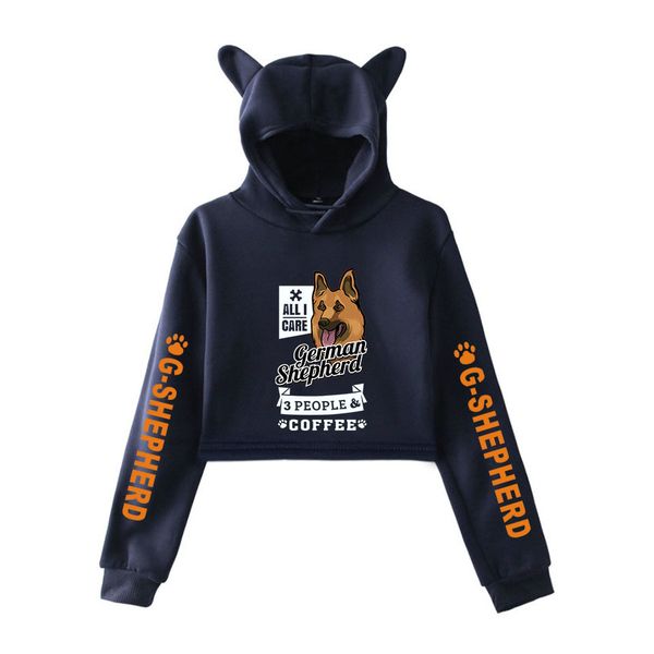

german shepherd cat ear hoody women new sale quality sweatshirt pullovers german shepherd lovely team korean hoodies casual, Black