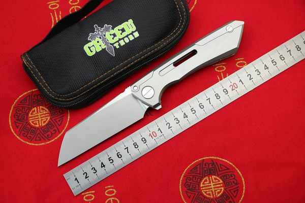 

Green thorn SNECX BUSTER lapel folding knife M390 blade TC4 titanium handle outdoor camping hunting utility fruit knife EDC tool