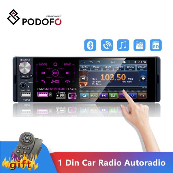 

podofo 1 din car radio audio stereo rds microphone 4.1 inch mp5 autoradio video player usb mp3 tf iso in-dash multimedia player car dvd