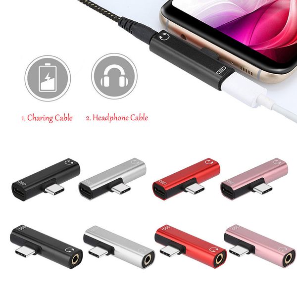 

type c headphone jack adapter type-c to 3.5mm audio charger splitter adapter for huawei p20 p30 pro note 10 xiaomi 8 6x