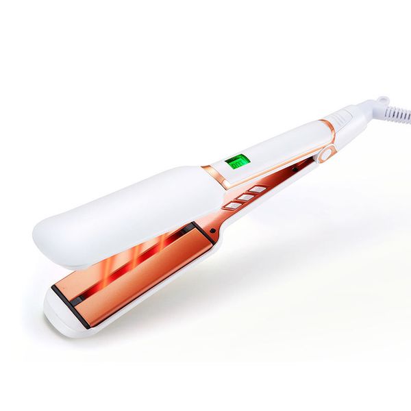 

new infrared technology hair care ion straightener mch fast heating tourmaline ceramic and infrared dual plates lcd flat iron, Black