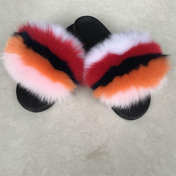 

real fur slides black and white fur slides black fur slides
