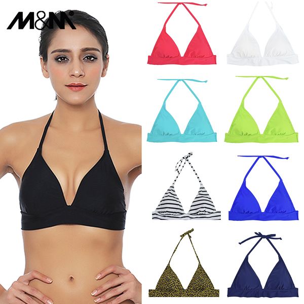 

m&m new women halter bikini push up brazilian pad bikinis beach print micro biquini sporty solid swimwear swimsuit t603