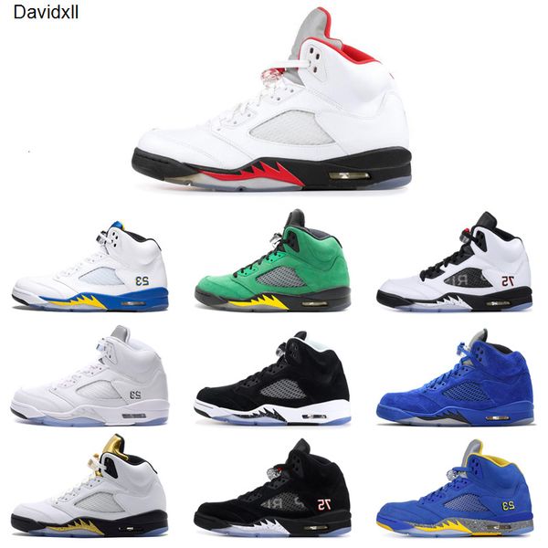 

men basketball shoes 5 5s og fire red silver black metallic suede blue white cement wings mens trainer sports sneakers 7-13