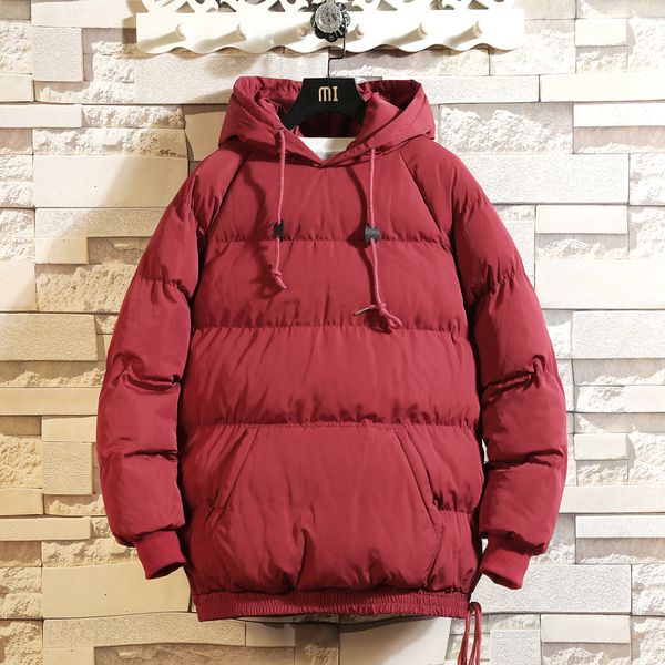 

winter pullover jacket men warm thick parka men fashion solid color casual hooded coat man large pocket cotton jacket male m-5xl, Black
