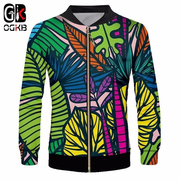 

ogkb men/womens casual 3d cool printing funk colorful leaf jacket long sleeve zipper coat sweatshirt tracksuits v neck 5xl, Black;brown