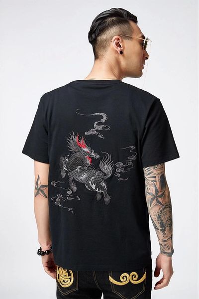 

luxury t shirt hip hop fashion kirin embroidery printing mens designer t shirt short men women t shirt polo size m-5xl