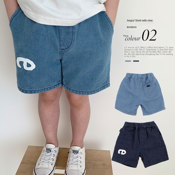 

mn2020 children's letter printing thin denim casual pants shorts casual pants shorts for boys and girls, Blue