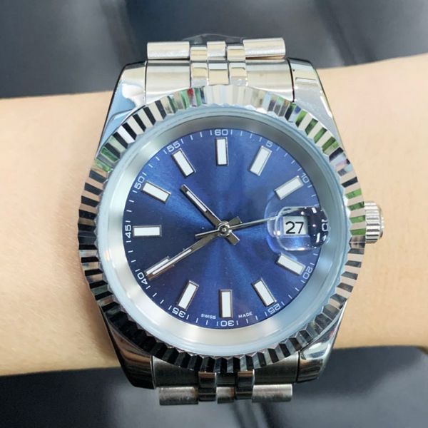 

2813 mechanical watch men big magnifier 41mm stainless steel sapphire solid clasp president mens watches, Slivery;brown