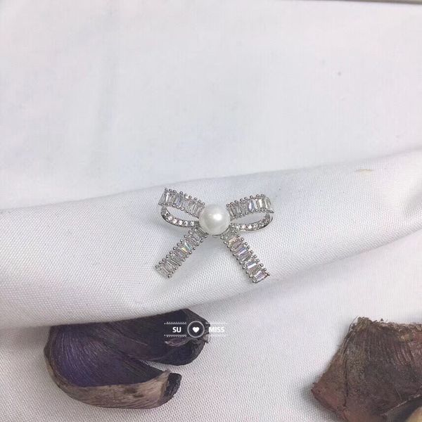 

cz stone pearl brooch fashion vintage brooches and pins elegant winter coat accessories gift, Gray