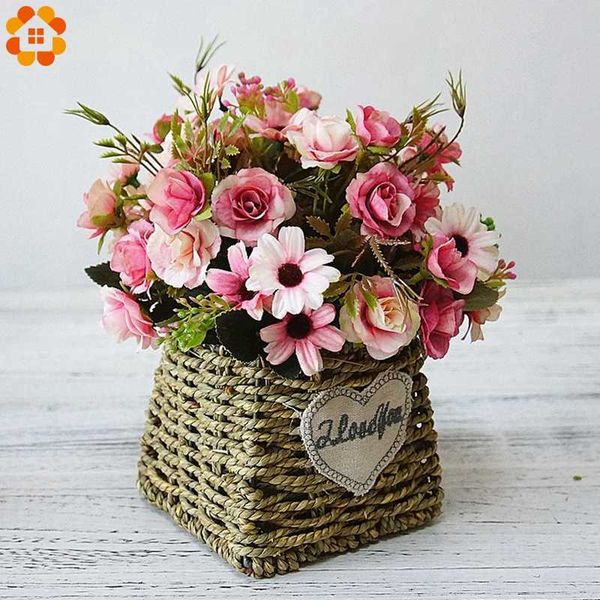 

decorative flowers & wreaths 1bouquet colorful artificial european silk daisy&rose flower bouquet for diy wedding party decor home vases dec