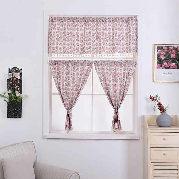 

1pc cute style pink small peach cloth door curtain home decoration partition curtain window simple romantic partition