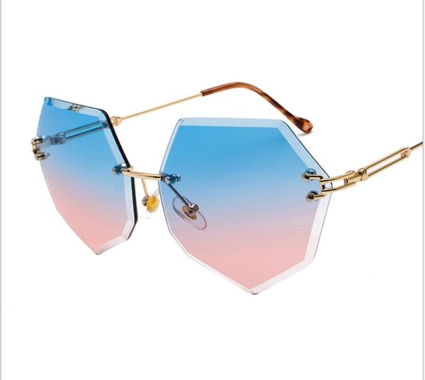 

frameless crystal cutting sunglasses female tide personality gradient sunglasses 2019 new women fashion glasses, White;black