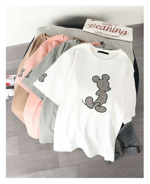 

women designer t shirt for summer with cartoon printed new arrival fashion casual streetwear t shirts 4 colors clothing size s-xl, White