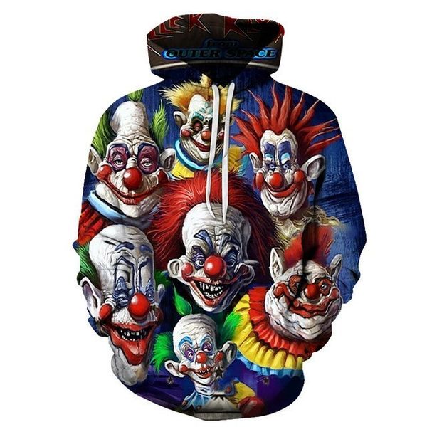 

new horror movie clown hoodie 3d skull sweatshirt plus size s-6xl sportswear tracksuit men women pullover, Black
