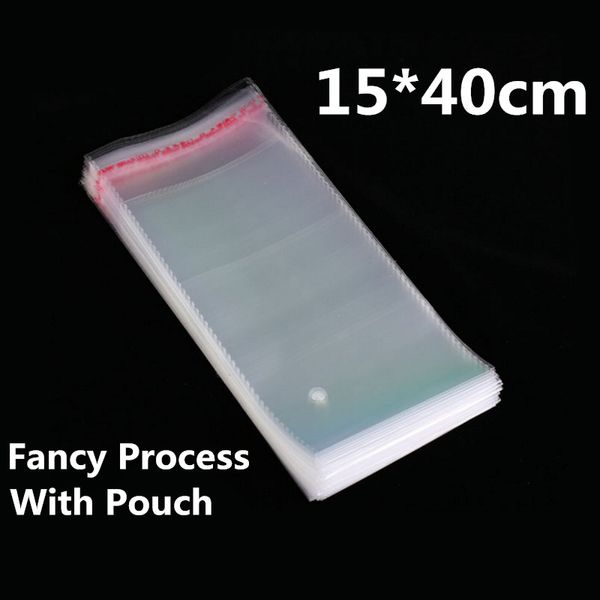100 pcs 15 * 40 cm claro transparente autoadesivo auto adesivo OPP alimento doces cookie jóias presente sacos de embalagem saco de plástico