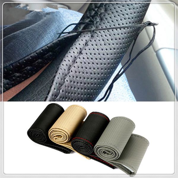 

car braid wheel steering cover thread leather 38cm auto for 206 307 406 407 207 208 308 508 2008 3008 4008