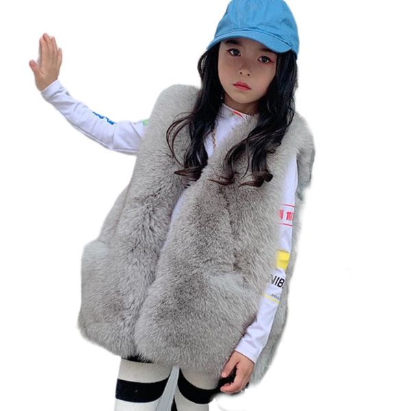 

natural fur coat girls vest real fur coats natural overcoat fashion warm kids outerwear winter waistcoat y2537, Blue
