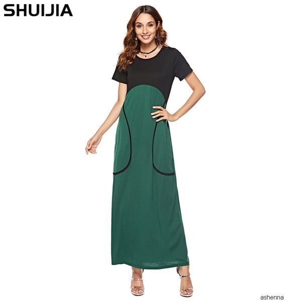 

womens designer arab stitching dress9yht, Black;gray
