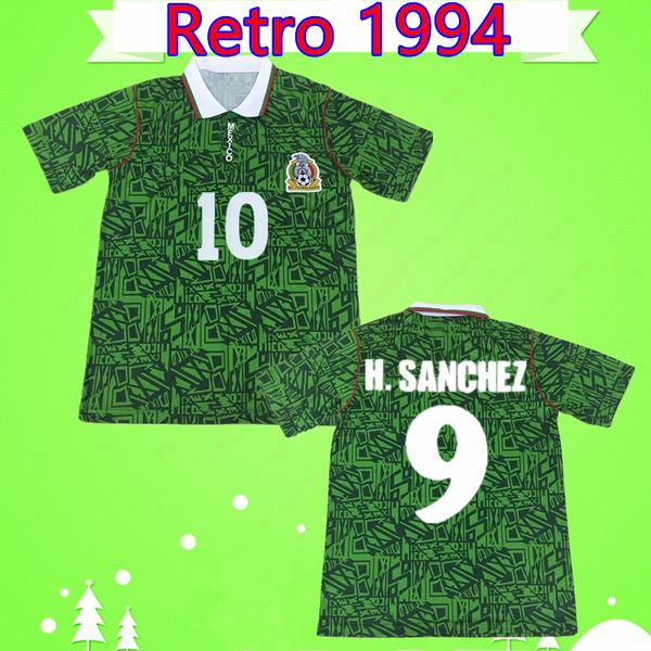 

mexico 1994 retro soccer jerseys #9 h.sanchez 94 #10 carcia vintage galindo alves camiseta de futbol hermosillo suarez g.aspe football shirt, Black;yellow