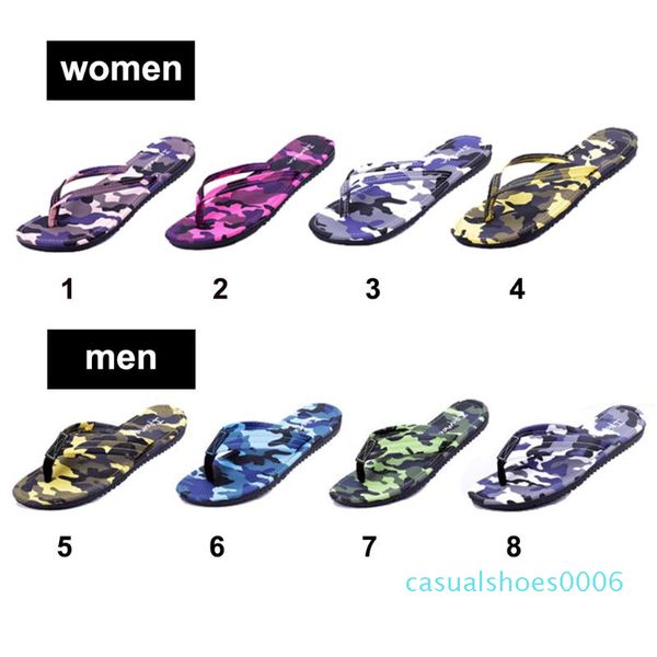 

men & women's casual camouflage flip flops summer beach shoes home leisure slippers c06, Black