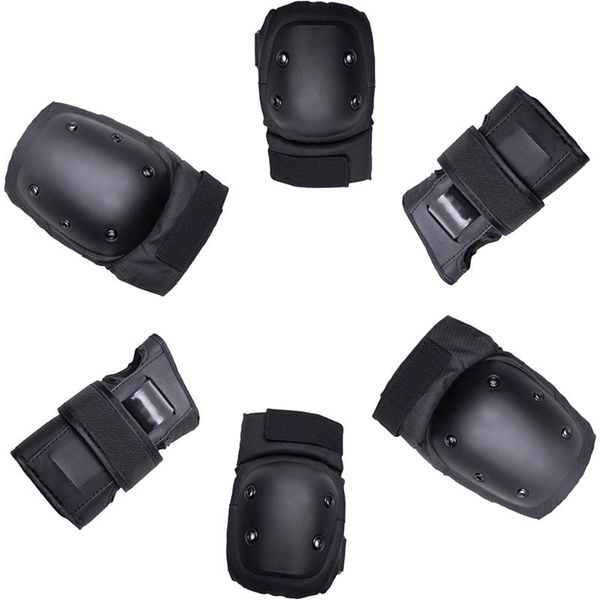 

6pcs reflective kids practical elbow downhill protective gear set roller skating adults knee safe hand biking, Black;gray