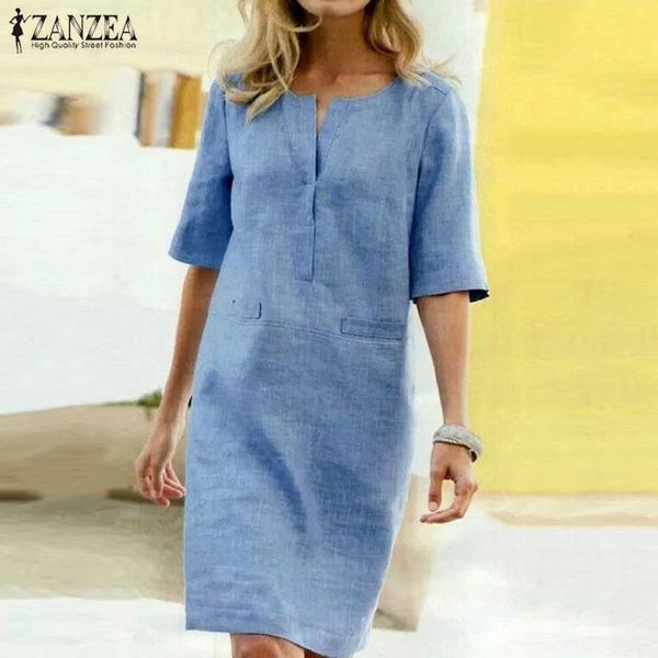 

women's summer sunshine zanzea women's elegant shirt shirt shirt skirt women's beach party dress size, Black;gray