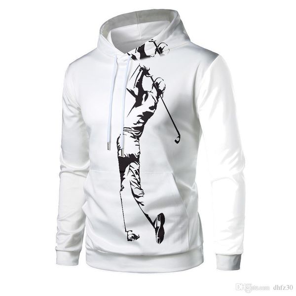

mens designer golf 3d digital printing leisure sports pocket pullover hoodie, Black