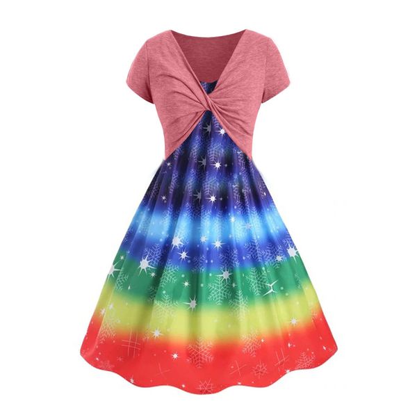 

2019 spring summer new women's summer fresh rainbow print dress sling set pullover two-piece set trim cute sweet dresses, Black;gray
