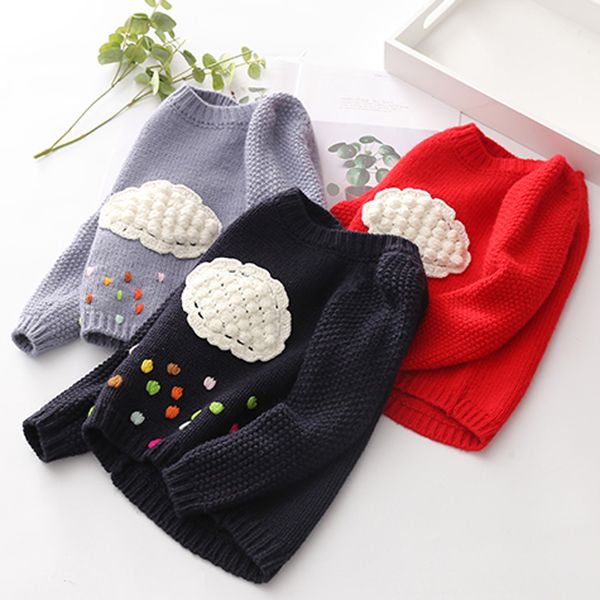 

iyeal spring autumn children clothing girls sweater kids knitted sweaters fashion pattern outerwear baby girl pullovers age 2-8y, Blue