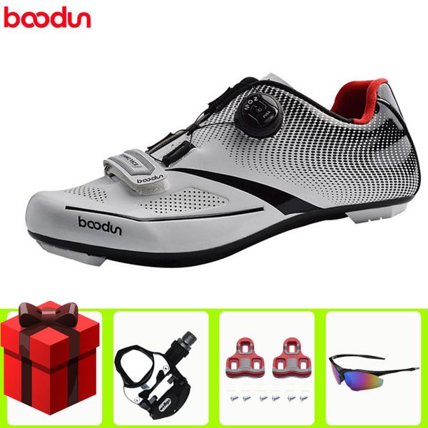 

boodun road cycling shoes men sneakers add pedal set breathable professional bike shoes men self-locking racing bicycle sneakers, Black