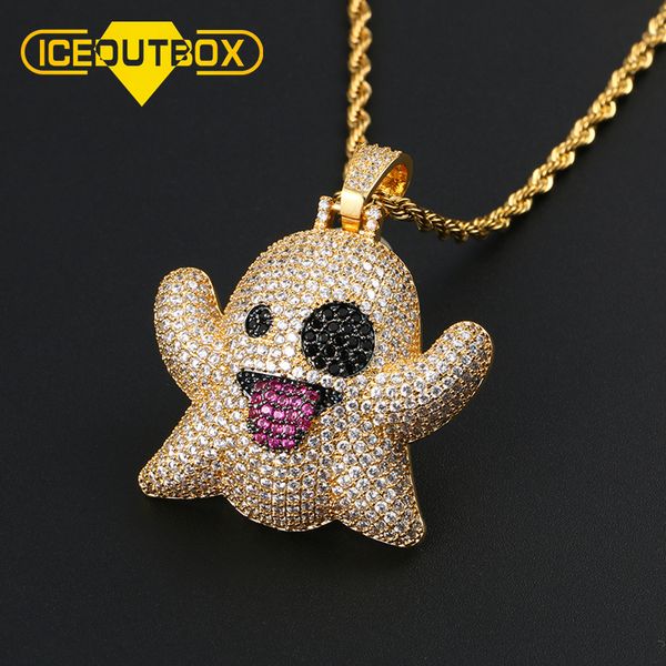 

bling кубический циркон дух ожерелье золота с 4мм теннис цепи мужская хип-хоп ювелирных изделий hollow назад ожерелье для подарка, Silver