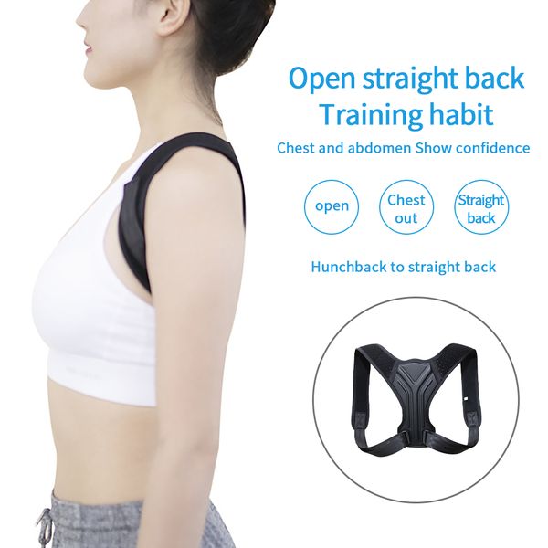 

adjustable back support device for posture corrector to relieve upper shoulder pain in spine, Black;blue