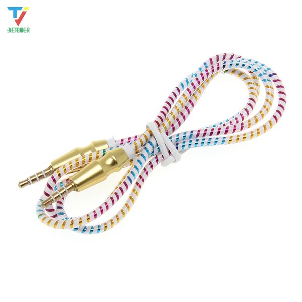 

300pcs/lot new 1m 3.5mm jack auxiliary cable audio cable male to male flat aux cable car player to connect with audio device