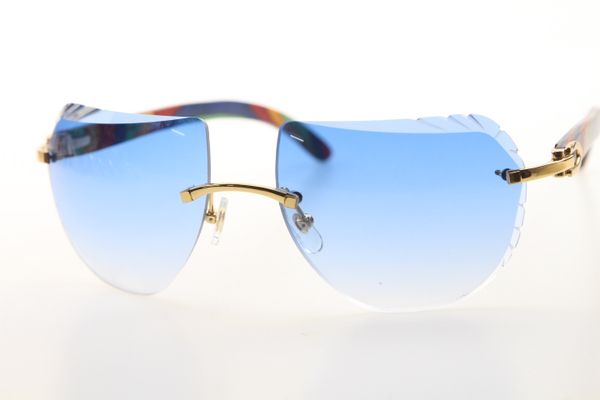 

wholesale new peacock wood rimless sunglasses carved lens new 8200763 peacock wood rimless glasses new fashion classic sunglasses, White;black