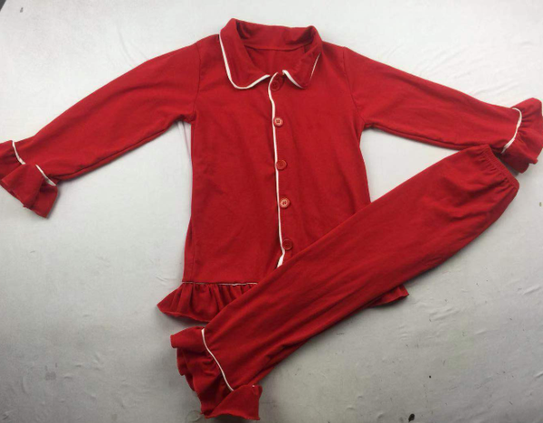 

selling boutique new simple red long pajamas girls' clothing, White