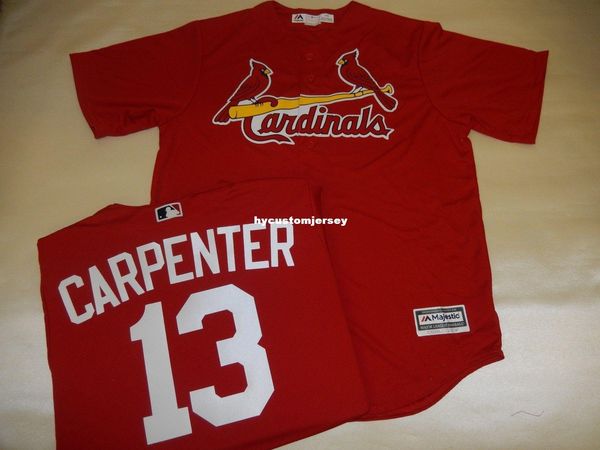 

custom majestic st. louis #13 matt carpenter sewn baseball jersey alt red mens stitched jerseys big and tall size xs-6xl for sale, Black;blue