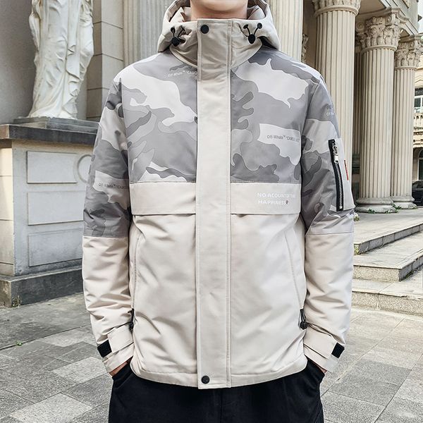 

men's down & parkas browon winter men jacket zipper overcoat camouflage keep warm thick jackets coats 2021 for, Black