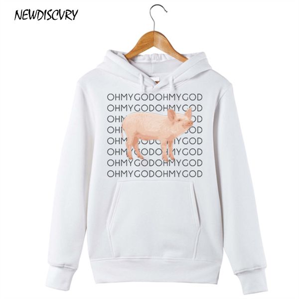 

newdiscvry shane dawson oh my god pig printed hoodie 2018 fashion spring funny graphic sweatshirt youth hooded pullover, Black
