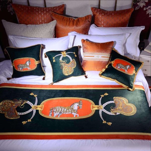 Luxury Horse Cushion Cover European Design Velvet Tassel Pillow