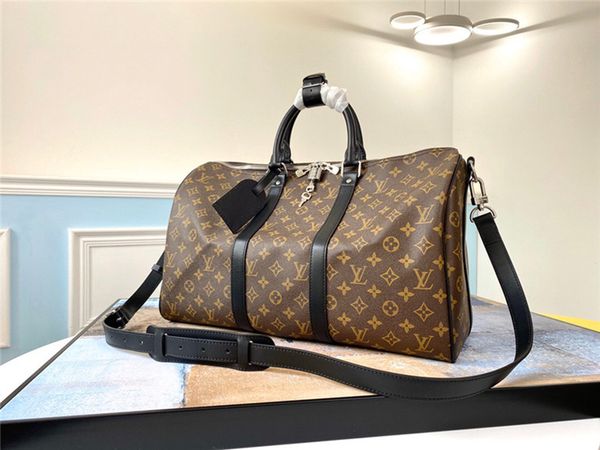 

duffle bag mens women travel bag black strap brown leather handbags louis monogram men keepall, Blue;gray