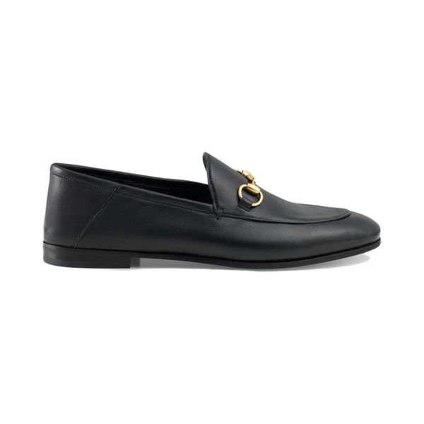 

gucow leather horse buckle women's loafers, Black