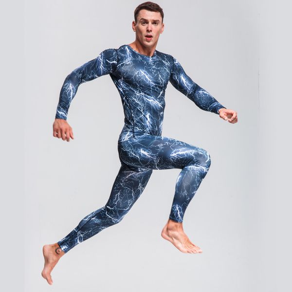 

men cycling suit riding underwear set quick-drying perspiration compression sports underwear camouflage clothing base layer men, Black;red