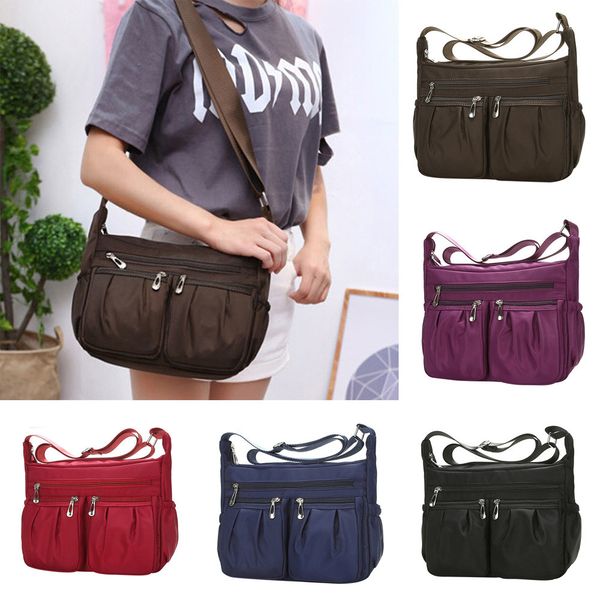 

nylon women shoulder bags fashion solid color zipper messenger bags large capacity waterproof shoulder crossbody bag