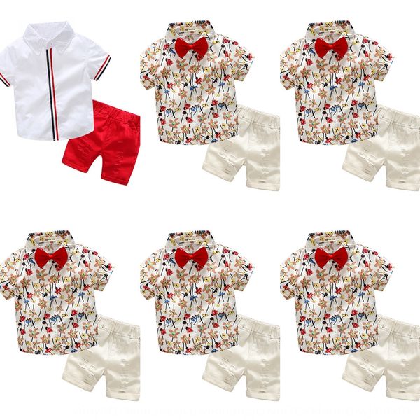 

q6woh ba under under pants and underpantstch men's fashionable children's printed short-sleeved shirt hole pants two-piece set a v
