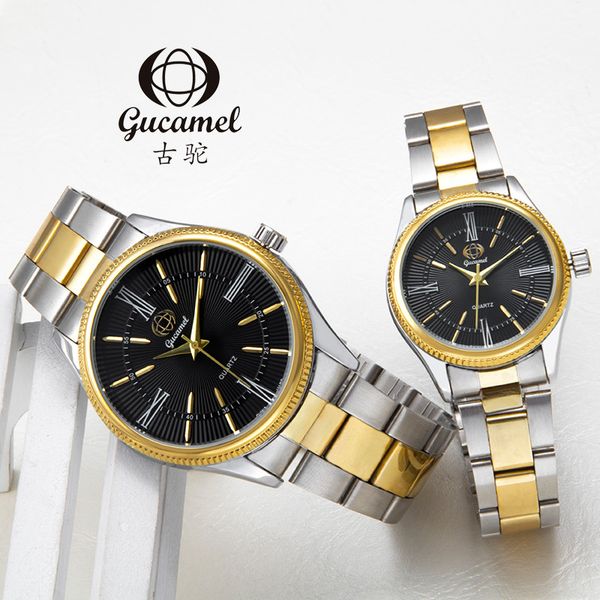 

manufacturers supply korean version of the trend of fashion waterproof quartz couples watch wholesale mens and womens watch steel belt, Slivery;brown
