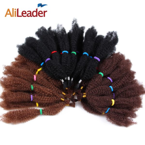 

alileader braiding hair bulk no weft afro kinky curly bulk hair for braiding 12 inch big volume fluffy synthetic extension, Black