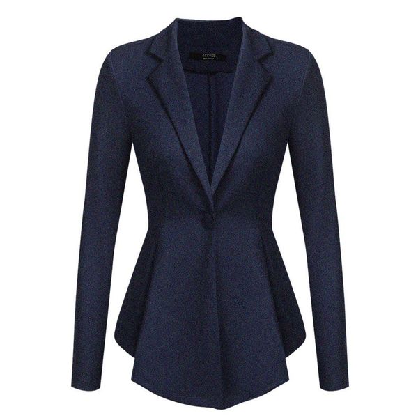 

women lapel one button solid slim fit irregular casual office blazer casual no long sleeve spring autumn, White;black