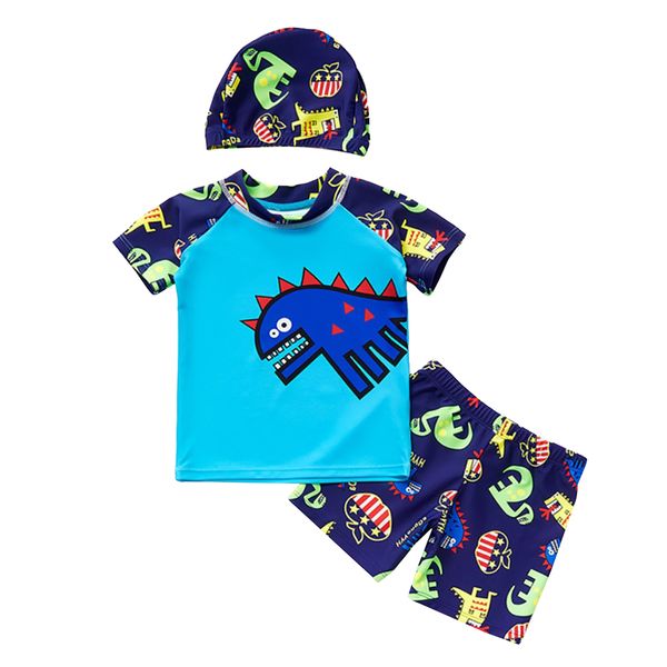 

boys kids swimwear rash guard swimming costume with cap