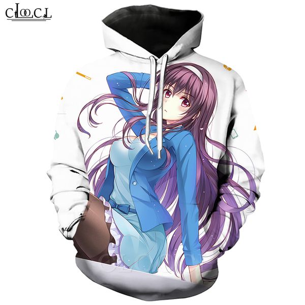 

япония аниме девушки saenai героиня нет sodatekata толстовка мужчины женщины 3d печати с капюшоном длинные рукава harajuku пальто пуловеры, Black
